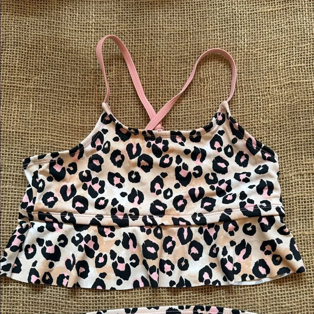 Justice Pink and Black animal print Swimsuit